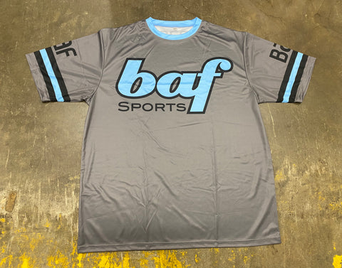 BAF Sports Full Dye Jersey, Charcoal w/ Columbia Blue